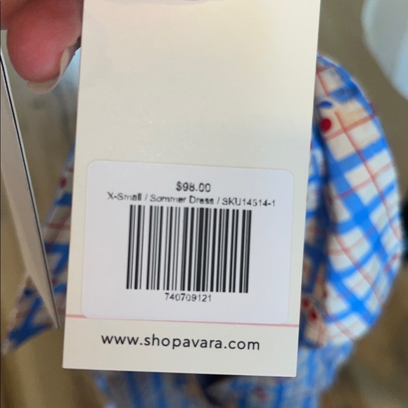 Avara Pinch Sommer Dress Midi Cherry Print Puff Sleeve Cotton New - Picture 12 of 14